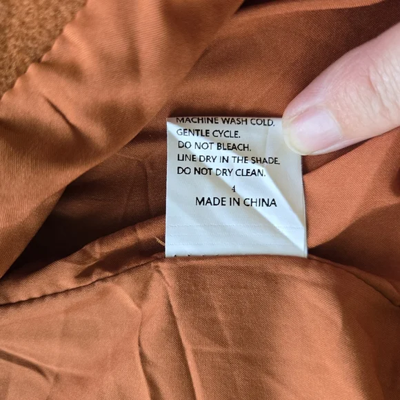 Felt Military Style Cropped Jacket Gold Buttons Lined Rust Color Size XL - Picture 9 of 9